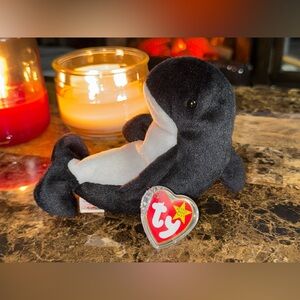 🐋 TY Beanie Baby Waves the Whale 1996 Vintage Plush